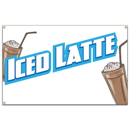 Signmission Iced Latte Banner Concession Stand Food Truck Single Sided B-72 Iced Latte19